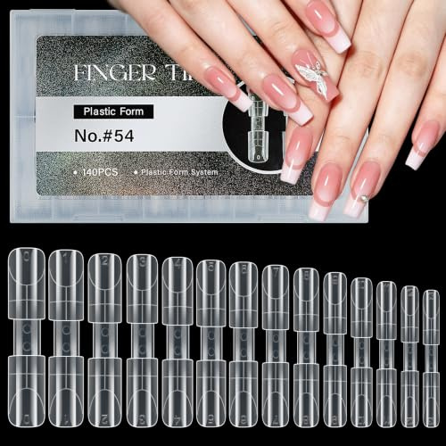 Kiiwah 140 Pièces Popit Ongle, Faux Ongles Double Capsule, 14 TaillesPolygel Dual Nail Forms, Capsule Américaine Ongle Amande et Carré pour Salon et DIY Nail Art