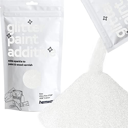 White Iridescent Glitter Paint Additive 100g for Adding Sparkle to Paints & Varnish | Paint Walls Sparkly Add to Emulsion, Acrylic or Lacquer Indoor | Hemway