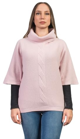DALLE PIANE CASHMERE - flätad poncho kashmir blandade garn - dam, Rosa, one size