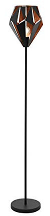 Eglo Lampadaire CARLTON 1, lampe de sol à flamme, lampe sur pied en acier, couleur : noir, cuivre, douille : E27, interrupteur à pied inclus