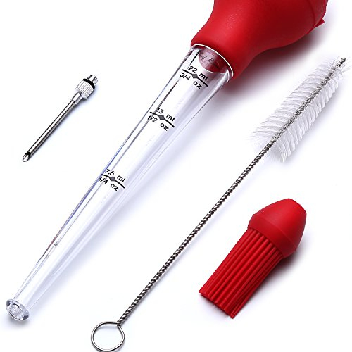 4-in-1 Turkey Baster Kit -2 Yr Warranty-Includes BPA-Free Baster, Basting Brush, Marinade Injector & Cleaning Brush