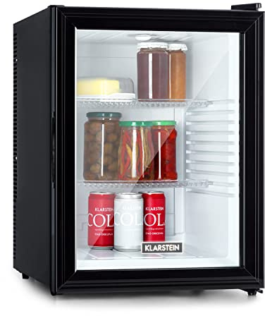 Klarstein Mini Frigo da Camera, Frigo Portatile da Camera, Frigorifero Piccolo da Ufficio, Mini Frigo Bar da Camera con LED, Ripiani Rimovibili, Mini Frigo Portatile Campeggio e Skin Care 12-18°C, 42L