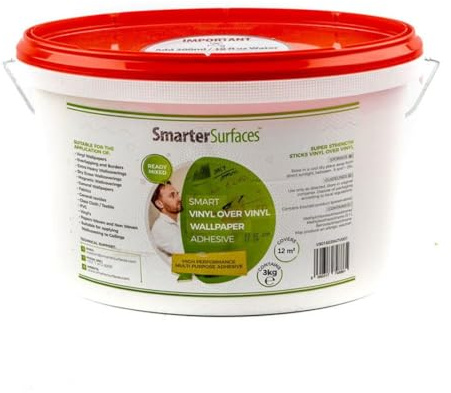 Smarter Surfaces Vinyl Wallpaper Adhesive - High Performing Ready Mixed Wallpaper Paste - 12m² - White