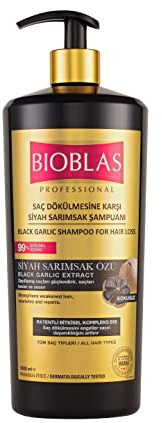 Bioblas Black Garlic Shampoo 1 000 ml – anti-håravfall för män och kvinnor luktfri, dermatologiskt testad (1 000 ml)