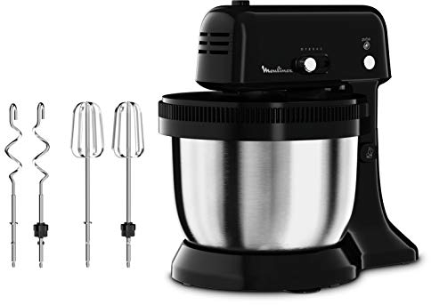 Moulinex QA110810 Oh My Cake Impastatrice Planetaria per Dolci Compatta, 300 W, 4 Litri, Robot da Cucina in Acciaio Inox a 5 Velocità, Sbattitore Elettrico, Macchina per il Pane e la Pizza