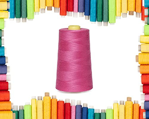 Rohans Overlock Yarn 40/2 (120), 4570 metros, conos de hilo de coser, conos de hilo multicolor para máquina de coser, material 100% poliéster (rosa, 1)
