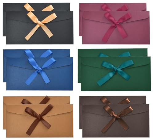 Sctmda Geschenkkarten Umschläge 12 Stück Mini Kraftpapier Umschläge Perlglanzpapier Umschlag Geschenkkarten Umschläge Karte Geburtstag Retro Kraftpapier Leere Umschläge Mit Schleife Farbe