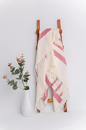 Questo Casa 100% Coton Peshtemal, Pestemal, Turc Hammam Serviettes, Pareo, Fouta, Super Absorbant et Séchage Rapide Serviettes pour Hammam, Bain, Sport, Plage, 90x180 Cm