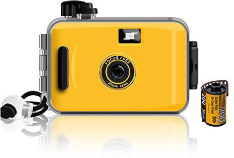 ZXNQ Etanche 3M Caméra d'action, Appareil Photo argentique pour Le Camping et Les Voyages - Facile à Utiliser,Jaune