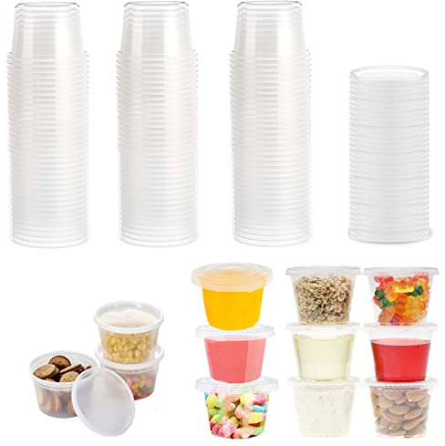 Surflyee 50 Stück Aufbewahrungsdosen mit Deckel, 4OZ Frischhaltedosen Auslaufsichere, Wiederverwendbar, Mikrowellengeeignet, Kleine Dosen für Soßen, Dips, Gewürze, Diamantzeichnung