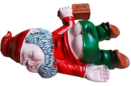 FIYSON 15cm Lustige betrunkene Gartenzwerg-Statue, kreative Betrunkener Harz-Zwerg Gartenstatue Ornament, Wetterfest Gartenzwerge Handwerk für Rasen, Hof, Balkon, Veranda, Terrasse Dekor (Rot)