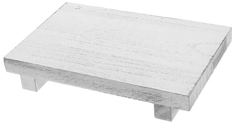 Cabilock Hockertablett Aus Holz Rustikaler Ständer Aus Holz Rechteckiges Display-tablett Kerzenpflanztablett Holzerhöhung Zur Dekoration Seifenhalter Anlage Badezimmer Regal Weiß Hölzern