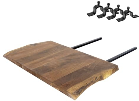 SAM Ansteckplatte 50x90 cm, Akazienholz massiv 35mm, stonefarben lackiert, inkl. Steckarme und Halterung für den Tisch, Tischverlängerung für Esstisch, Zubehör für Esszimmermöbel