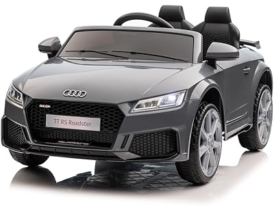 FINOOS Kinder elektroauto Audi TTRS 12V Elektroauto für Kinder, mit Fernbedienung 2,4GHz, Akku: 12V, 4,5Ah, 2 x Motor 30 Watt (Grau)