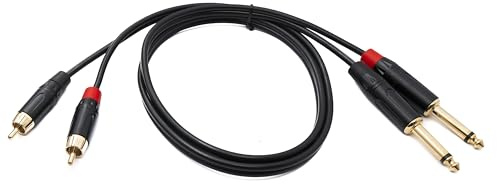 System-S Câble audio RCA 2 x 100 cm 2 x mâle vers 2 x jack AUX 6,35 mm 2 broches