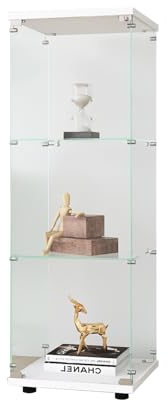 MCDSAJ Vitrine à 3 couches en verre avec serrure en métal, vitrine curio, vitrine sur pied, comptoir en verre trempé de 4 mm, vitrine pour collection de jouets d'architecture