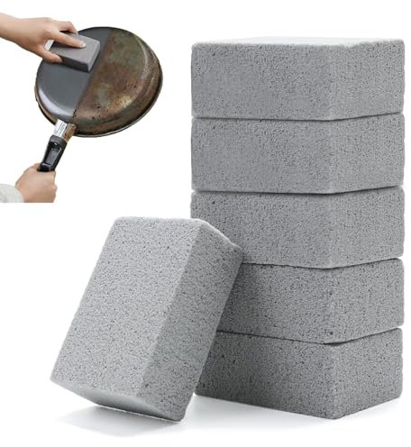 Defresit 6Pcs Grill Cleaning Brick Block, Cleaning Pumice Stones Magic Stone, BBQ Cleaning Tool, Resuable Brick Cleaner for Barbeque Griddle/Flat Top Grill/Racks (Grey)