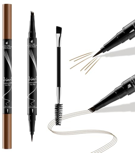Boobeen Microblading Eyebrow Pen, Lápiz de cejas resistente al agua con pincel, 2 en 1 Lápiz de cejas de precisión con trazos como el pelo para crear un maquillaje de cejas natural.