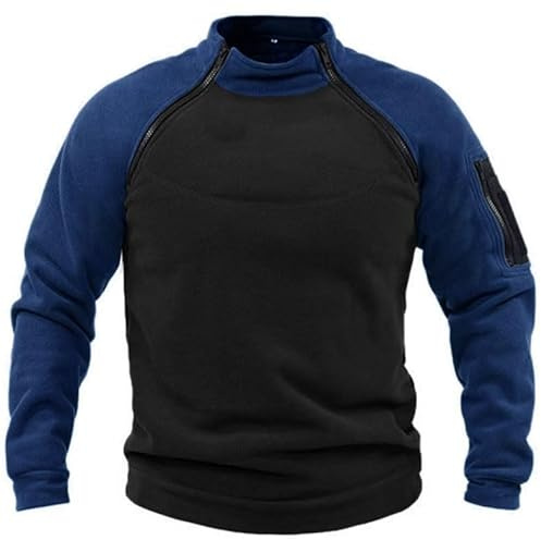 Fleecetröja | Herr militär utomhus fleecejacka | varm taktisk strid dragkedja tröjor armé vindtät pullover sporttröja toppar för fiske vandring vinter jumper, Z05navy, L