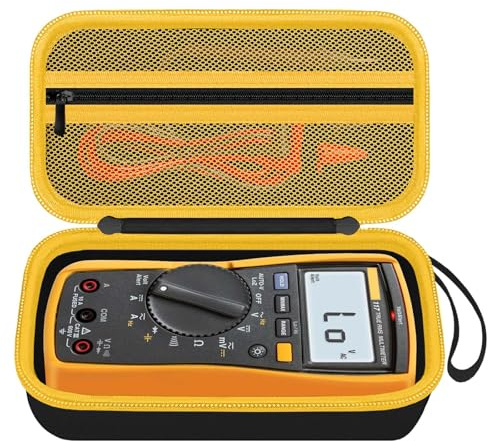 HESPLUS Carrying Case for Fluke 15B+/17B+/Fluke 101/117/115/116/114/113/177/179/233/106/107 Multimeter Testers and Accessories, Multimeter Storage Bag Organizer Box -Black (Case Only) | Hard Protective Carrying Bag for Test Leads & Accessories, Neat Tool Storage, Dust Resistant, Workshop & Outdoor Carry Use