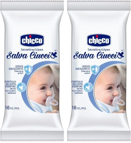 Chicco Salviettine Igienizzanti, Pezzi, Bianco, Senza Profumazione, 16 Unità (Confezione da 2)
