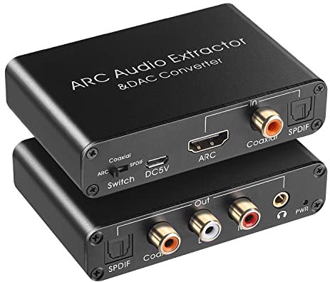 Reinscer Audio Extraktor 192KHz Konverter ARC Audio Extraktor UnterstüTzt Digitales -Kompatibles Audio zu Analogem Stereo Audio