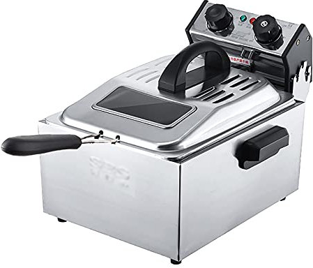 Friggitrice Professionale da banco, friggitrice elettrica Commerciale da 10L/10L+10L, con cestello e Coperchio, Funzione di Controllo della Temperatura, per Uso Commerciale e Domes