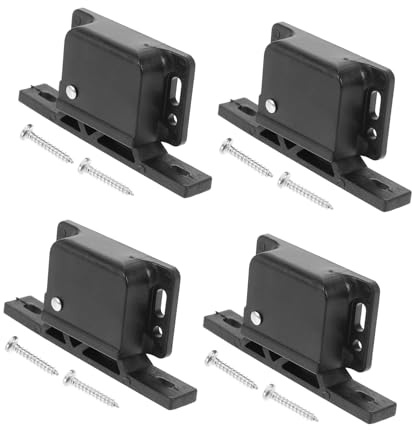 PRETYZOOM Set 4 Pezzi Chiavistelli a Pressione per Mobili Camper in Abs con Viti in Acciaio Inox, Chiusura Laterale Salda e Sicura per Cassetti e Porte di Casa
