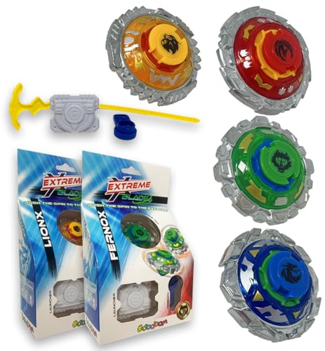 Sbabam Extreme Blade, Trottola Bambini con Metal Effect, Pack con 2 Set Diversi - Trottole Veloci e Precise con Effetto Metallizzato per Sfide con Amici, Gadget e Giochi per Bambini da Edicola +3 Anni