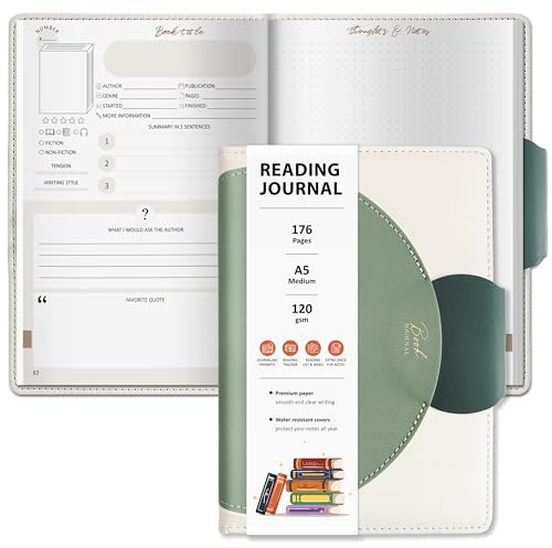 Reading Journal with 52 Reviews & Progress Tracking - Book Journal Reading Log 176 Pages - A5 Hardcover Reading Tracker Journal - Gift for Book Lovers & Readers - Keeping Notes on Your Favorite Books