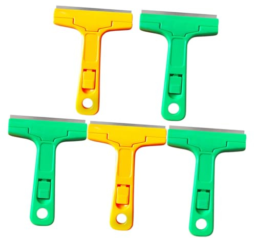 SOPOTUTU Raspador de Vidrio y Cuchillo para Limpiar Vidrios Mango Plástico Antideslizante, Herramienta de Lechada Multiusos para Limpieza de Azulejos y Paredes, 5 Piezas Color Aleatorio