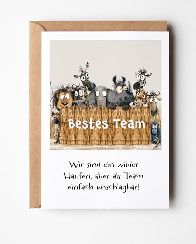PURESIZE 12er Teamkarten mit witziges Safari Motiv, Kollegen Geschenk Karten, Mitarbeiter, Angestellte, Weihnachten, Danke sagen, kleine Aufmerksamkeit, Abschied Jobwechsel