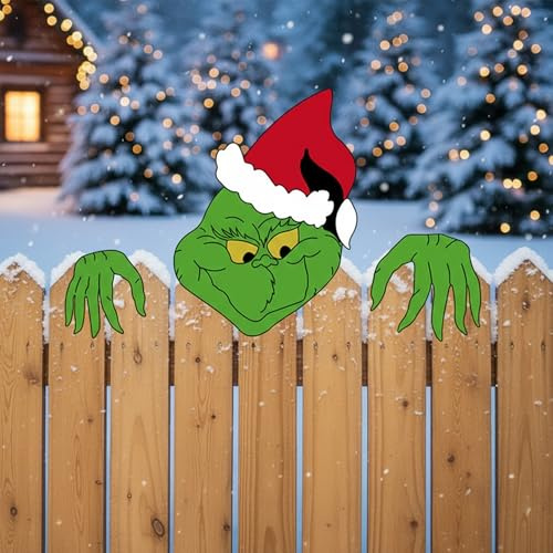 UAVAUI Glitsch Christmas Decoration, Garden Party Decoration, Fence Decoration With Christmas Themed Courtyard Logo, Interesting Cartoon Characters for Christmas Trees, Walls, And Fences