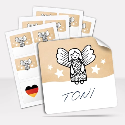 Geschenkaufkleber Weihnachten zum Beschriften (48 Aufkleber) Weihnachtsetiketten Quadratisch 5,5 cm - Engel - weihnachtliche Deko Sticker Geschenke Pakete Briefe