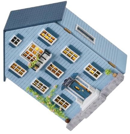 HOOTNEE Kit de Mini Maison de Poupée en Bois à Construire Soi-Même avec Mobilier Complet Puzzle Créatif Portable Décorations de Noël Maquette Miniature pour Loisirs Créatifs et Présent