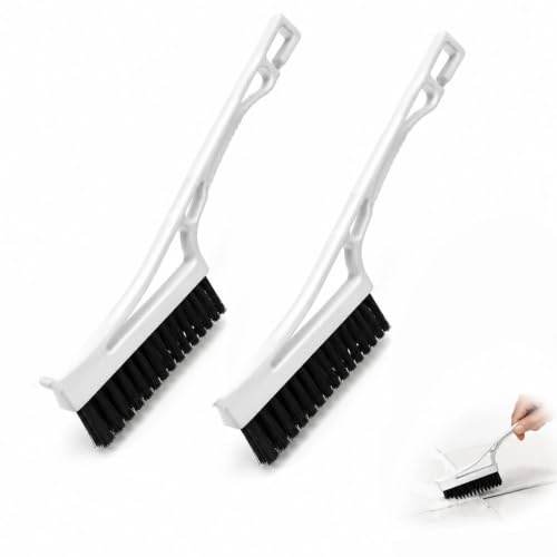 Grout Cleaner Brush V Shape, Stiff Tile Floor Cleaning Brush, Bathroom Grout Scrub Brush Set for Kitchen and Household Use (2 Pack, White)