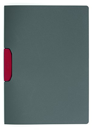 Durable Klemm-Mappe Duraswing Color für 30 Blatt DIN A4, Beutel 5 Stück, anthrazit mit roter Klemme, 230403