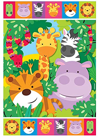 Amscan 9901919 - Partytüten Dschungel Tiere, 8 Stück, 23,5 x 16 cm, Mitgebsel, Kindergeburtstag