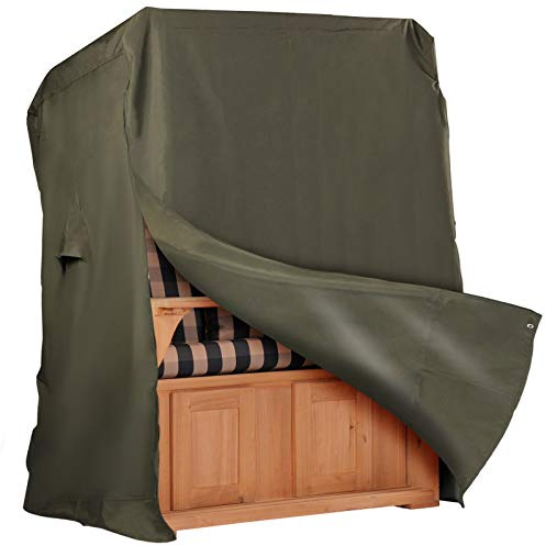Strandkorb Hanse Schutzhülle Winterfest aus 600 D Oxford Gewebe mit extra flexiblem Klettverschluss, Premium Strandkorbhülle 130cm breit in grün