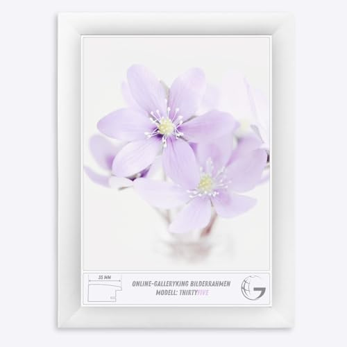 Online-GalleryKing OGK Thirtyfive Bilderrahmen 50x150 cm Weiß Matt mit MDF Holzrahmen vollummantelt, entspiegeltes Anti-Reflex Kunstglas und HDF Rückwand - Fotorahmen für Hoch- und Querformat