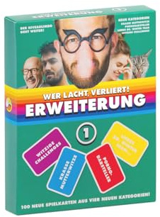 Wer lacht, verliert! 1. Erweiterung: 100 Neue Karten, nur mit Hauptspiel | 100 neue Spielkarten in 4 Kategorien als Nachschub für das Hauptspiel, derber Party-Humor ab 16, komplett auf Deutsch