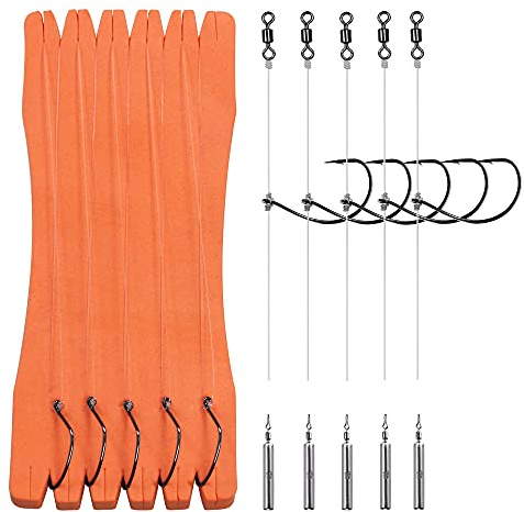 THKFISH Angeln Rigs Drop Shot Rig Vorfachtakelung Vorfächer Vorfachschnur Angelhaken Vorgefertigt Dropshot Rigs mit Gewichte Dropshot Montage 5 Stück