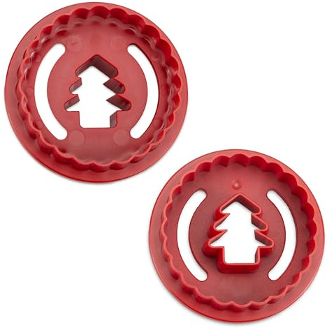 Städter Linzer-Ausstecher Spitzbub Tanne gewellt doppelseitig rot Kunststoff-ABS, lebensmittelecht, spülmaschinengeeignet, Größe: 5,5 cm/H 3 cm, 954114
