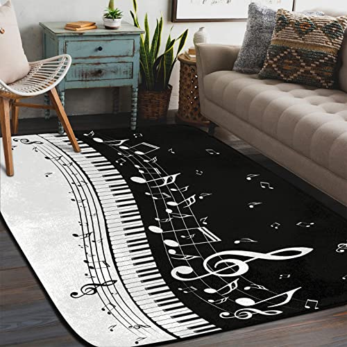 Musiktema mönster halkskydd prickar botten yta matta för vardagsrum sovrum matsal matta lurvig mjuk beröring unik tryckt matta heminredning matta stor golvmatta (183 x 120 cm (6 fot x 4 fot) ))