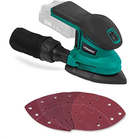 VONROC Deltaschleifer Akku, Dreieckschleifer, Multischleifer - Schleifgerät, Handschleifer mit Staubbehälter 20V exkl. Akku & Ladegerät - Für Holz, Kunststoff, Metall - inkl. 6 Schleifpapier