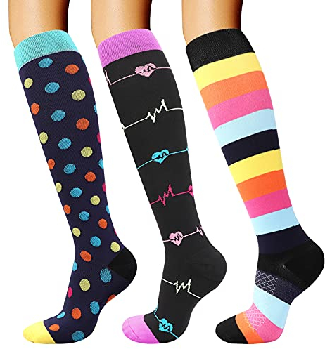 DRESHOW Kompressionsstrümpfe für Damen & Herren Kompressionssocken für Sport Laufen Flugreisen Radfahren