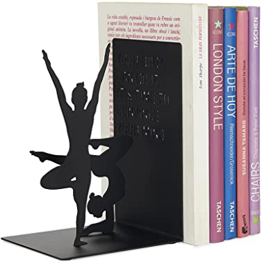 Balvi Buchstütze Yoga Farbe Schwarz Buchstütze für das Bücherregal in Form Einer Yogaposition Metall