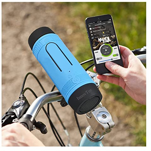InnovTec Enceinte Bluetooth Portable sans Fils, Multifonction étanche Enceinte Bluetooth avec LED Lampe,12 Heures d'Autonomie pour Vélo Sports USB FM SD Card