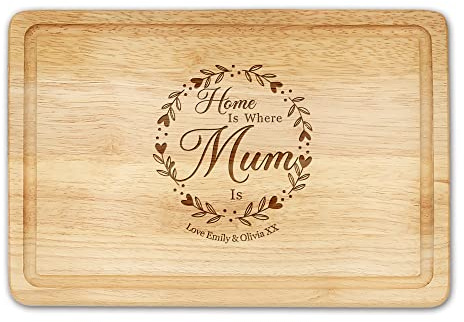 Personalised Chopping Board Gifts for Mum Cheese Board Mother's Day Oak Wooden Cutting Board Anniversary Personalised Gift Laser Chopping Board Home Decor for Women Christmas Birthday(Design 2)