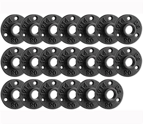 0.5 Zoll Flansch 20 Stück 1/2BSP Gewindeflansch Rohrflansch 3 Löchern Temperguss Verbindungsflansche für Rohr Wasserhahn Wandregal Boden DIY Handwerk Dekoration